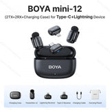 Boya Mini 無線夾領式手機直播降噪超迷你收音咪  Type C + iPhone Lightning (咪x2+接收x2+充電盒)