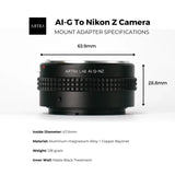 ARTRA LAB Nikon F Mount AI-G 鏡 轉 Nikon Z Mount Camera Body 轉接環 Adapter