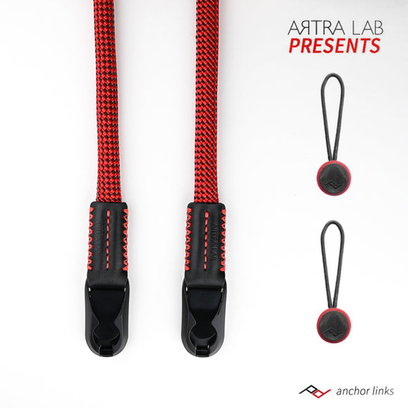 ARTRA LAB 全手工相機繩 Hand-made Camera Strap Comfort with Peak Design Anchor Link - Red Black 紅黑色